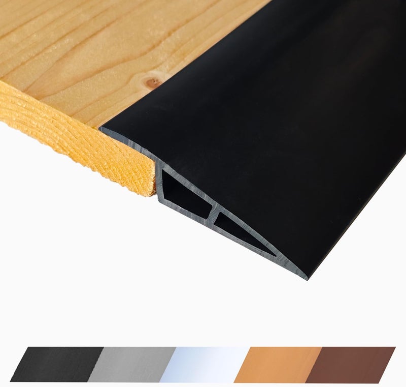 Maxiroc 1/2" to 3/5" Height Threshold Ramp - Rubber Threshold, Floor Transition Strip, Wheelchair Ramp, Door Strip, Carpet to Tile Strip (Black, 40 inches) - Image 1